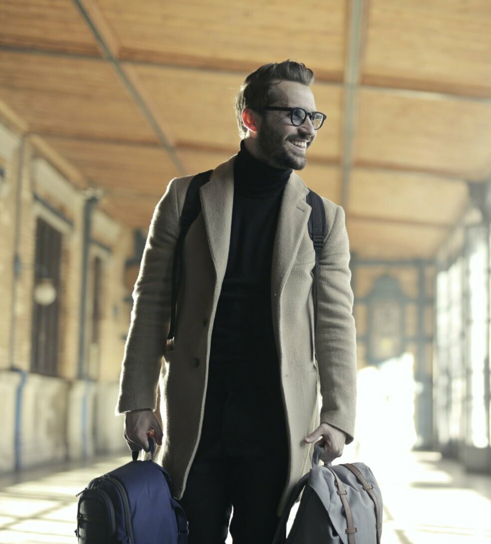 A man carries luggage